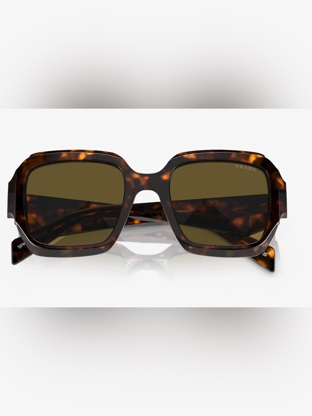 Prada Honey Tortoise Square Sunglasses with Dark Brown Lenses